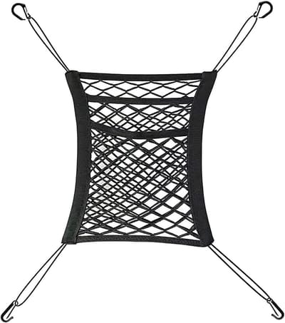 Famanu - Hondenbarrière voor voertuigen, auto-hondenhek, auto-barrière voor honden, intrekbare universele barrière voor huisdieren, 3-laagse uitbreidbare opbergtas, voor auto