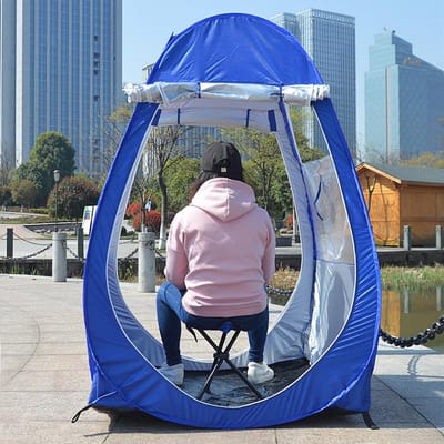 Draagbare Buiten Vistent UV-bescherming Tent Pop-up Enkele Tent Automatische Instant Tent Regenbescherming Tentramen blauw