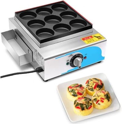 Eierbijtmaker - Omelet Maker - Ontbijt Maken - Anti-aanbaklaag - 9 Gaten - Zwart
