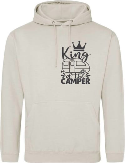 Camping hoodie - Hoodie Beige - King of the camper - Heren - Maat S