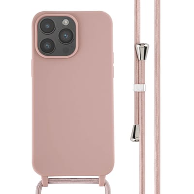 imoshion Hoesje - Geschikt voor Apple iPhone 14 Pro Max - Siliconen hoesje met koord - Sand Pink