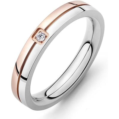 Bague mosaïque en zircone cubique, en acier inoxydable, cristal brillant, bague de Couple, amour éternel, pour mariage romantique, R19102 6