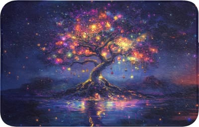 Badmat 80x50 cm - Antislip - Kosmisch - lichtboom - Kerst - Kleurrijk - Badmatten voor badkamer - Badkamermat - Douchemat - Badkamer mat