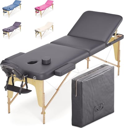 Houten Massagebed met 3 Zones en Accessoires - Opvouwbaar en Verstelbaar