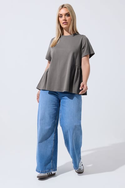 Limited Collection Grijs Tshirt Met Peplum Aan De Zijkant Size 42