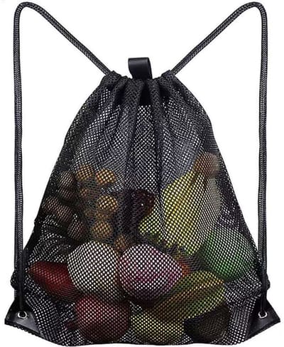 Zwemrugzak Mesh - Sporttas Trekkoord - Spullen Vervoeren - Ademend Sneldrogend - 45 x 50 cm - Zwart