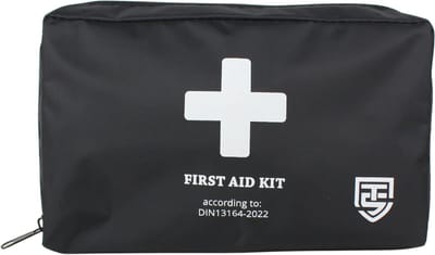 Technosafety EHBO Kit DIN13164-2022 - Verbanddoos in Tas - Verbandtas Auto - Eerste Hulp Kit voor Vakantie en Reis - First Aid Kit