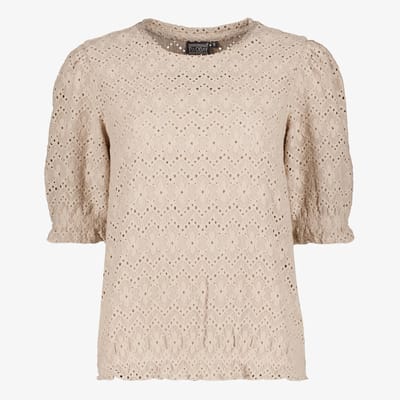 TwoDay kanten dames top beige - Maat S