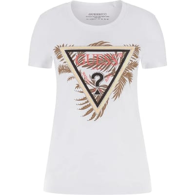GUESS Cn Ss Triangle Palm Pure White Taglia: XS | Maglie Sportivi Outlet | Donna | Bianco