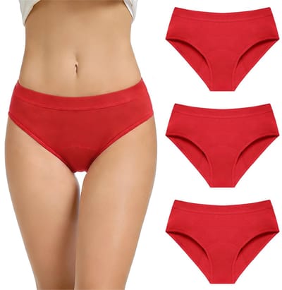 Damesondergoed - 3-pack - Maat S - Geschikt voor 50-60 kg - Geschikt voor een tailleomtrek van 30 cm - Slipjes - Menstruatieondergoed - Damesondergoed met middelhoge taille - Verdikt ondergoed - Elastisch ondergoed - Comfortabele slipjes voor thuis