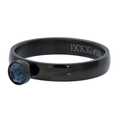 iXXXi Vulring Zirconia 1 Stone Blue Zwart | Maat 19 | Maat