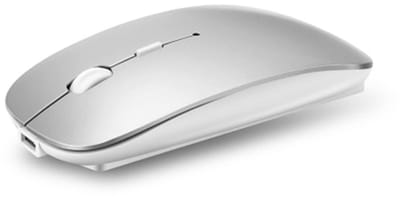 Draadloze muis, oplaadbare, draagbare en stille muis, voorzien van USB- en Type-C-ontvangers, dual-mode draadloze muis, slanke reismuis, geschikt voor MacBook Air, laptops, Mac, MacBook, Chromebook, pc, zilver.