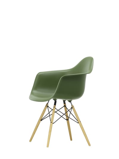 Vitra - DAW Eames Plastic Armchair - forest RE - honingkleurig essenhout - groen