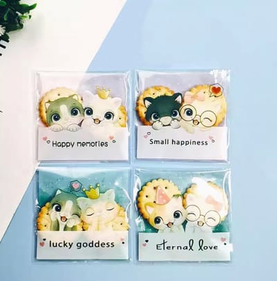 Ainy Tweeling Poesjes Uitdeelzakjes 25 stuks - 10x10cm transparent cellofaanzakjes - cadeauzakjes geschikt als traktatie, uitdeelcadeautjes en snoepzakje cadeauverpakkingen bij kinderfeestje