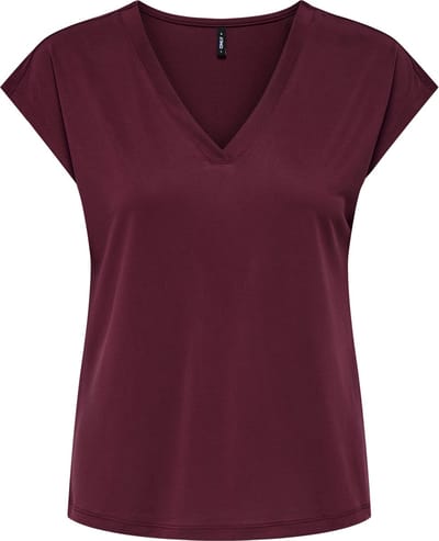 Only rode dames t-shirt   V-hals   Regular fit   Geen zakken   Duurzaam   Kap mouw Rood XL