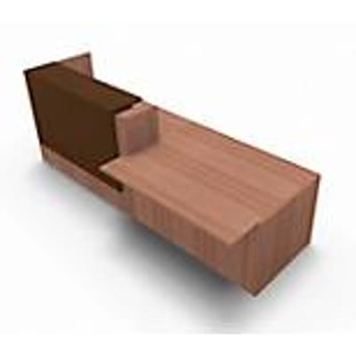 Balie Spezia, opbergplek, links, B 3060 x D 1125 x H 1130 mm, notenhout-Canaletto-patroon/leder bruin