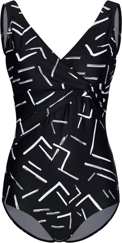 Dames Badpak Pastunette - White Stripes - Zwart - Maat 38