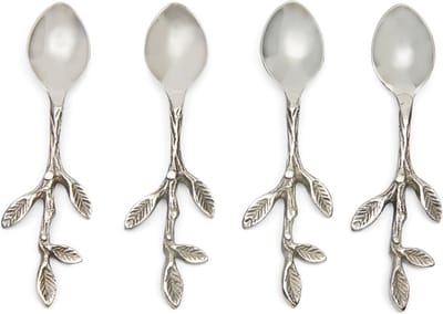 Riviera Maison Thee lepels - Lovely Leaf Spoon - Zilver - Set 4 Stuks