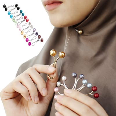 12-delige Luxe Parel Hijab Pins Set – Multicolor Sjaalclips & Broches – Elegante U-Vormige Speldjes voor Hoofddoek & Sjaal – Imitatieparel met Zinklegering – Voor Dagelijks Gebruik & Feestelijke Gelegenheden