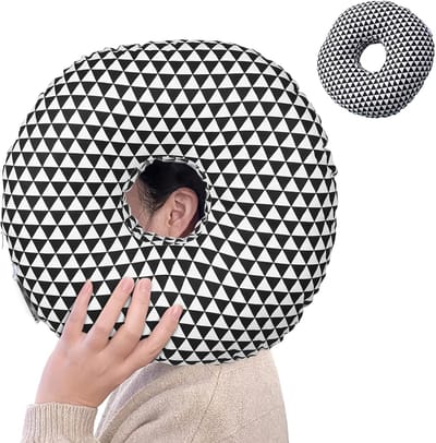 Piercingkussen met gat, oorgatkussen, hoofdkussen voor zijslapers, katoenen piercingkussen, slaapring ter verlichting van oorpijn voor zijslapers