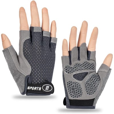 Kinder Fietshandschoenen Halve Vinger Schokabsorberend Fiets Handschoenen Voor Jongens Meisjes Racefiets Rijden Comfortabel Lichtgewicht L5-11Y grijs