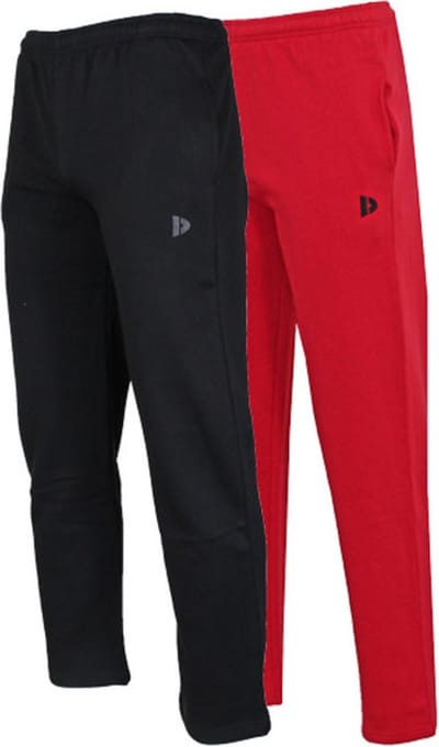 2-Pack Donnay - Joggingbroek rechte pijp (Wess) - Sportbroek - Heren - Black/Berry Red (463) - maat S