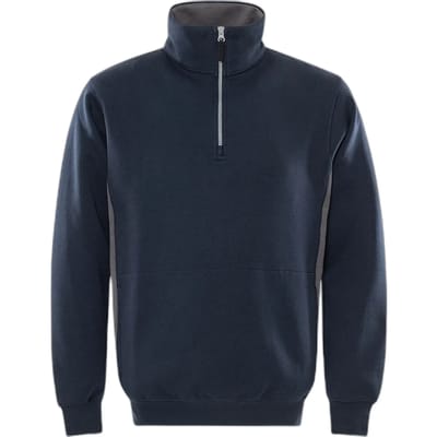 Fristads Sweatshirt Met Korte Ritssluiting 1705 Df - Marineblauw/Grijs - XS