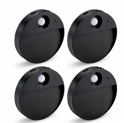 LUIS - Oplaadbaar wandlamp op accu draadloos - USB C - met bewegingssensor - CCT Aanpasbare licht kleuren - trapverlichting - Zwart - GESCHIKT VOOR BINNEN - set van 4 stuks