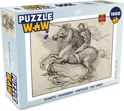 Puzzel Schets - Paarden - Vintage - Da Vinci - Legpuzzel - Puzzel 1000 stukjes volwassenen