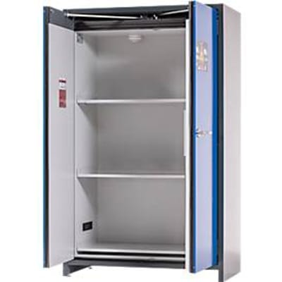 Asecos batterijopslagkast ION-PRO-90 PS, 3 geperforeerde legplanken + 1 basis lekbak, B 1193 x D 615 x H 1953 mm