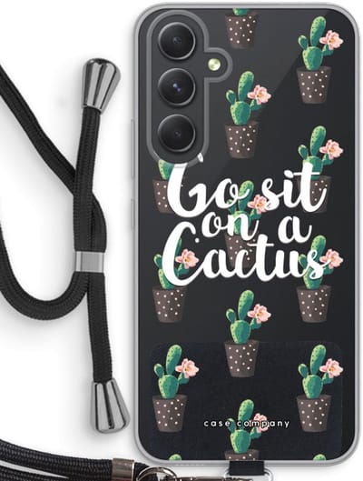 Case Company® - Hoesje met koord geschikt voor Samsung Galaxy A54 hoesje met Koord - Cactus quote - Telefoonhoesje met Zwart Koord - Bescherming aan alle Kanten en Over de Schermrand