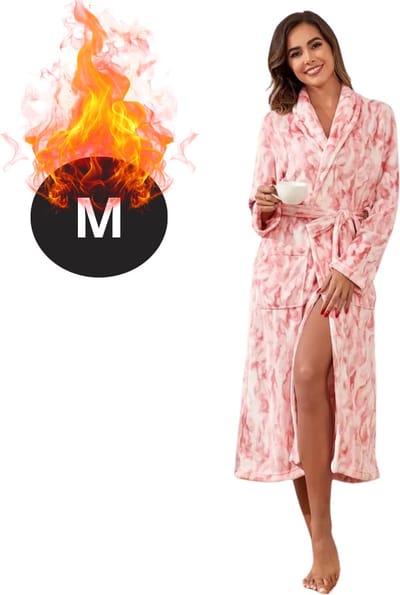 Bovista Badjas Dames - Fleece - Katoen - Badstof - Sauna - Hamam - Wafel - Bathrobe - Duster - Ochtendjas - Spa - Kimono - Roze M