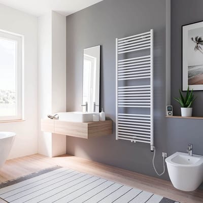 Schulte TURBO - elektrische designradiator - 60x153cm - wit - digitale remote aansluiting rechts - 600 Watt