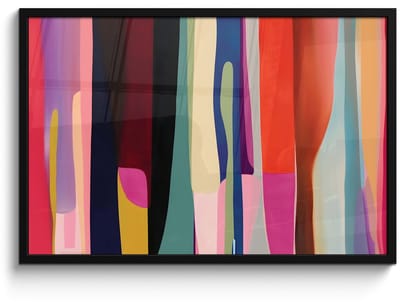 Poster in lijst - Fotolijst 90x60 cm - Posters - Kleurbanen - Verticaal - Kleurrijk - Posterlijst zwart - Decoratie - Wanddecoratie woonkamer - Muurdecoratie slaapkamer