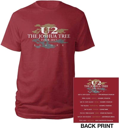U2 - Joshua Tree 2017 Heren T-shirt - S - Rood
