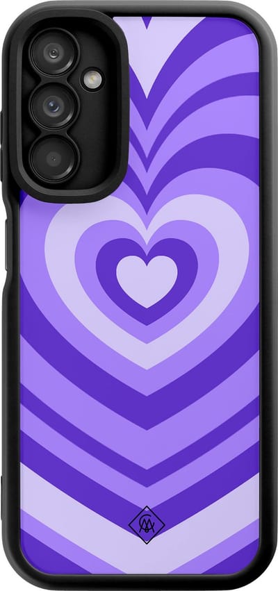 Casimoda® hoesje - Geschikt voor Samsung Galaxy A14 5G - Hart Swirl Paars - Zwart TPU Backcover - Geen opdruk - Paars
