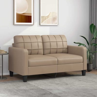 vidaXL - Tweezitsbank - 140 - cm - kunstleer - cappuccinokleurig