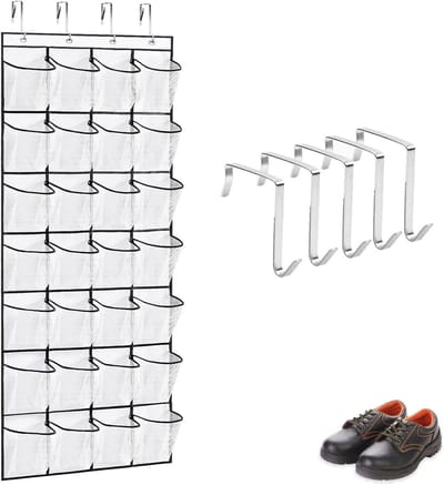 SnelShoppen - Deurorganizer Hangend met 24 Roosters en 4 Haken, Duurzame Hangopslag voor Deuren, Muren, Campers, Opbergdoek voor Kleding, Speelgoed, K
