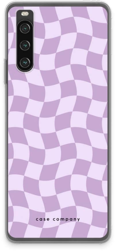 Case Company® - Hoesje geschikt voor Sony Xperia 10 IV hoesje - Grid Paars - Soft Cover Telefoonhoesje - Bescherming aan alle Kanten en Schermrand