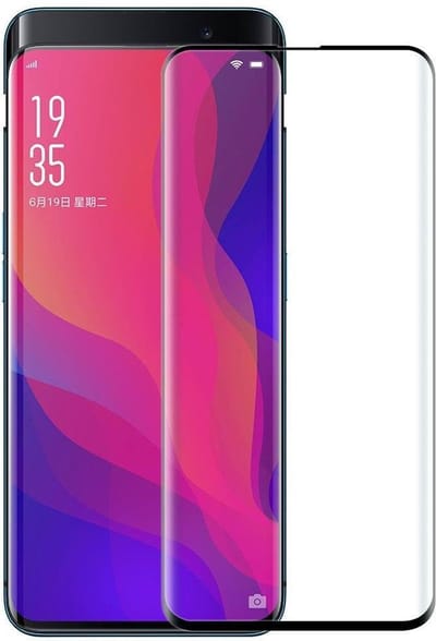 DrPhone Oppo Find X Glas 4D Volledige Glazen Dekking Full coverage Curved Edge Frame Tempered glass Zwart - Official