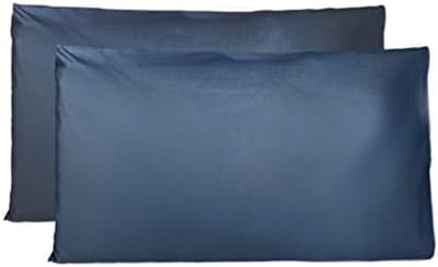 PromoHome Set van 2 Kussenslopen 100% Zuiver Katoen 50x70 cm Standaard Maat Zaksluiting kussenslopen 100% Pure katoen 50X70 CM, Set van 2 Bed Kussen Stoffen Gemaakt in Italië - Marineblauw