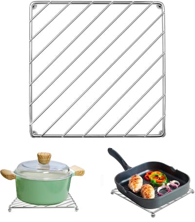 Cosensi- Pannenonderzetter Hittebestendig - Metalen Onderzetter - Antislip - Pothouder - 18,5 x 18,5 cm - Robuust Roestvrij Staal