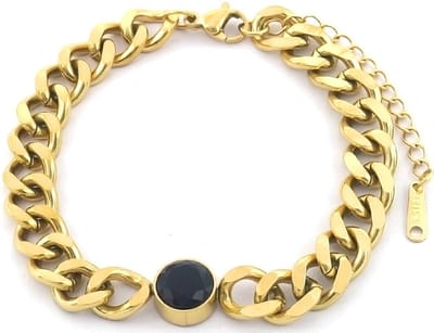 Armband Dames - Zirkonia - RVS - Lengte 17-21 cm - Goudkleurig en Zwart