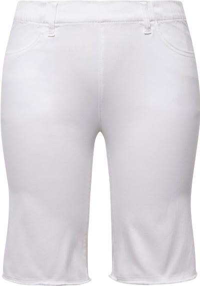 Ulla Popken - Dames - Bermuda gerafelde zoom elastische tailleband - Sneeuwwit - Maat 60