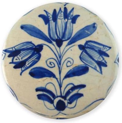 Lanzfeld - Zakspiegeltje Ø 80 mm - Make up spiegel - Delfts Blauwe Tulpen