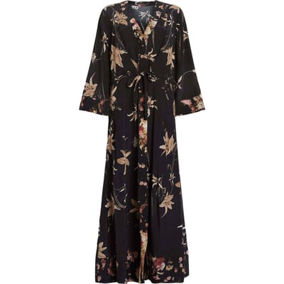 AllSaints Diana Dress Petra Sepia Brown Maat: 2 | Maxi Jurken Outlet | Dames | Zwart