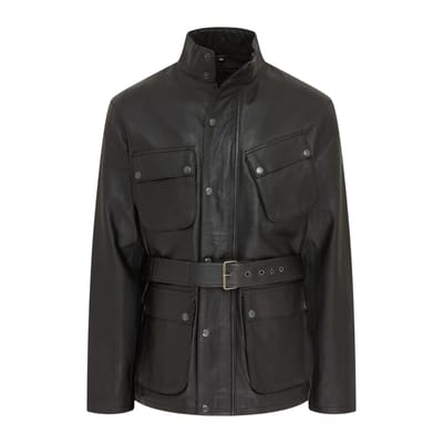 Heren Zwarte Lamsleer Safari Parka Jas - Edinburgh