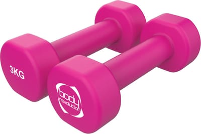 Neopreen halters - roze - 2x3 kg - anti-rol ontwerp