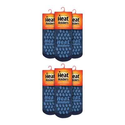 Heat Holders - 6 paar heren 23 TOG antislip lage enkel thermo pantoffelsokken
