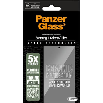 PanzerGlass Screenprotector geschikt voor Samsung Galaxy S25 Ultra Glazen | PanzerGlass Ceramic Screenprotector - Case Friendly